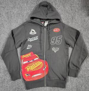 NWT Disney Cars Lightning McQueen Zip Hoodie Men Small S Gray Rusteze 95 Graphic